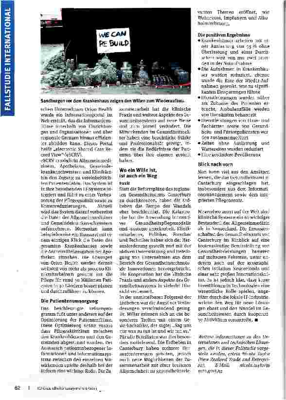 Vorschauseite 4: Die Erdbebenkrise beschleunigt die Gesundheitsreform in Christchurch