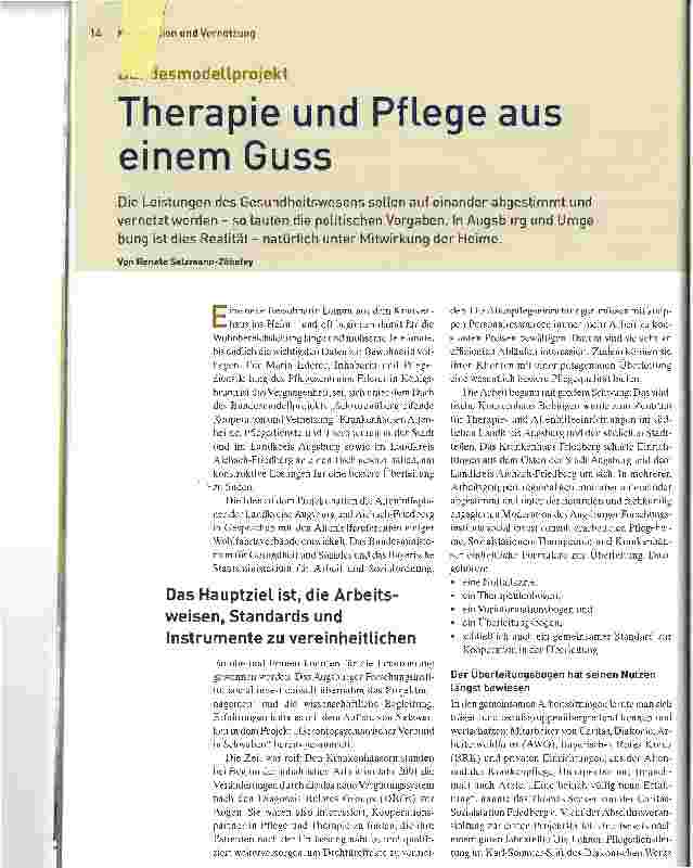 Vorschauseite 1: Therapie und Pflege aus einem GussLTW. Jesmodellprojekt