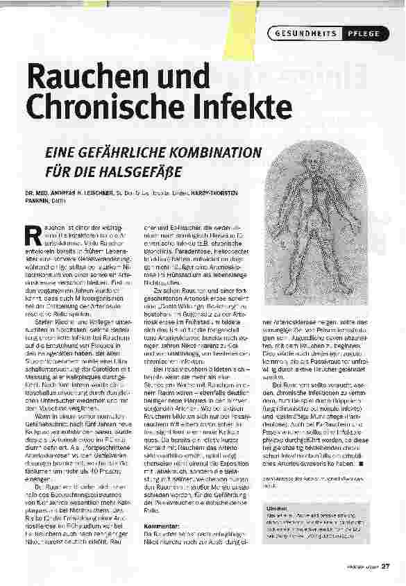 Vorschauseite 1: Rauchen und Chronische InfekteEINE GEFÄHRLICHE KOMBINATION FÜR DIE HALSGEFÄßE