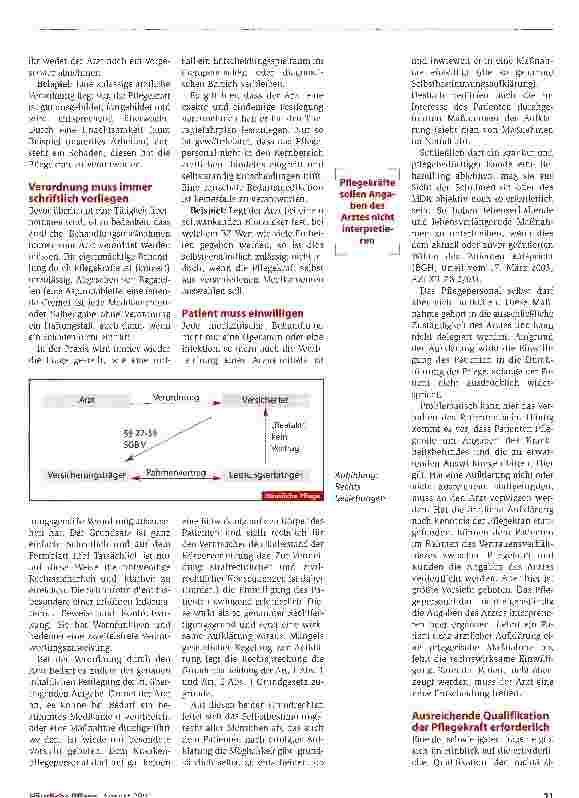 Vorschauseite 3: Pflege in der VerantwortungZur Haftung von PDL und Pflegekräften bei vom Arzt delegierten Maßnahmen