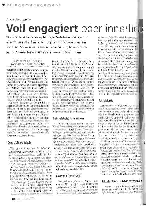Vorschauseite 1: Voll engagiert oder innerlich bereits gekündigtAusfallzeitenstudie