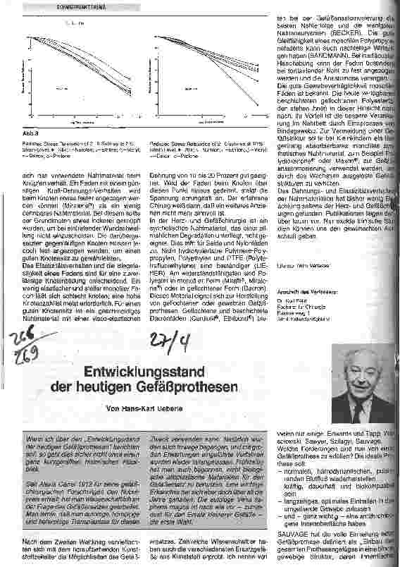 Vorschauseite 1: Entwicklungsstand der heutigen Gefäßprothesen