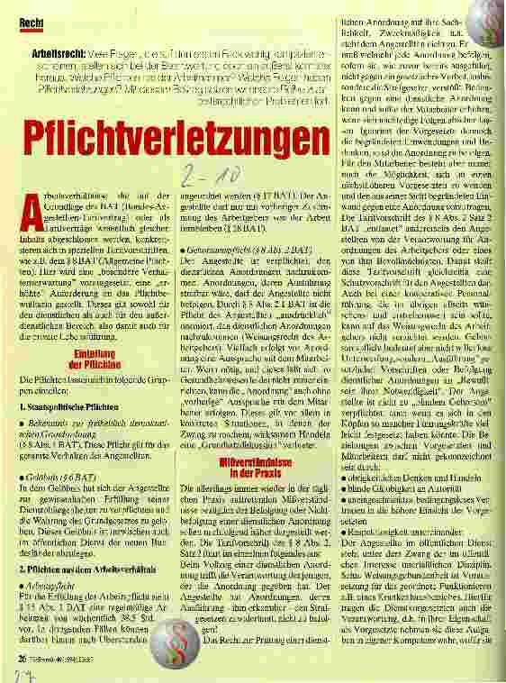 Vorschauseite 1: Pflichtverletzungen Arbeitsrecht