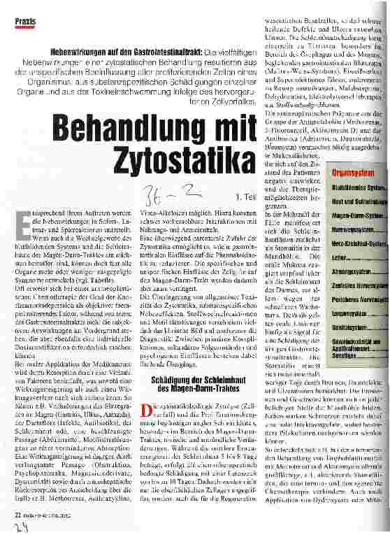 Vorschauseite 1: Behandlung mit Zytostatika Nebenwirkungen auf den Gastrointestinaltrakt