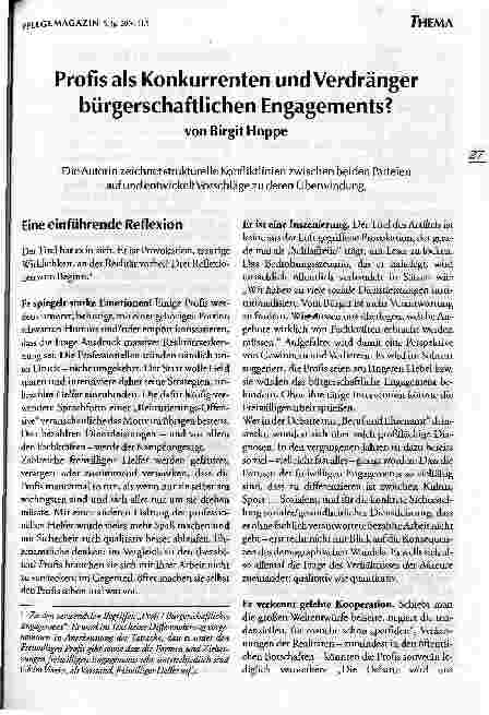 Vorschauseite 1: Profis als Konkurrenten und Verdränger bürgerschaftlichen Engagements?