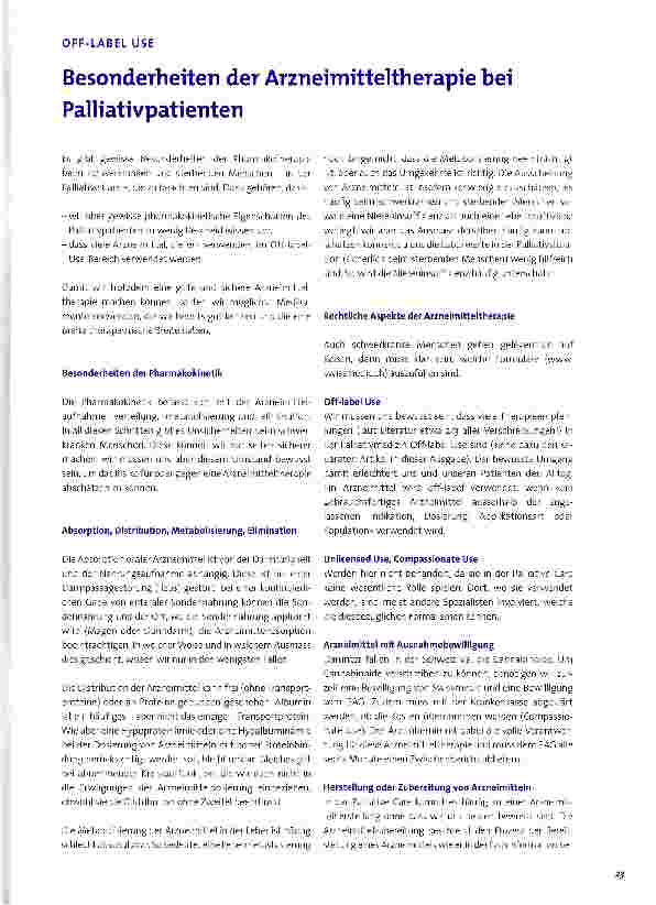 Vorschauseite 1: Besonderheiten der Arzneimitteltherapie bei Palliativpatienten