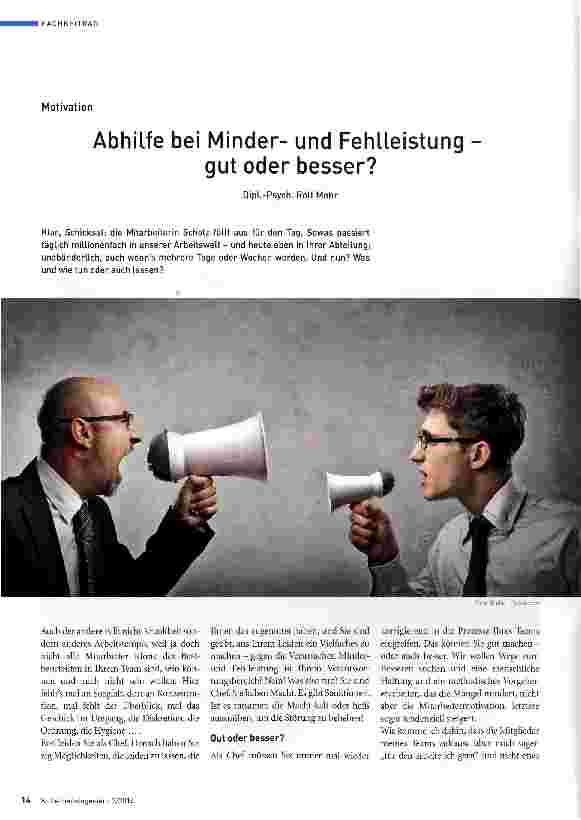 Vorschauseite 1: Abhilfe bei Minderund Fehlleistung gut oder besser?