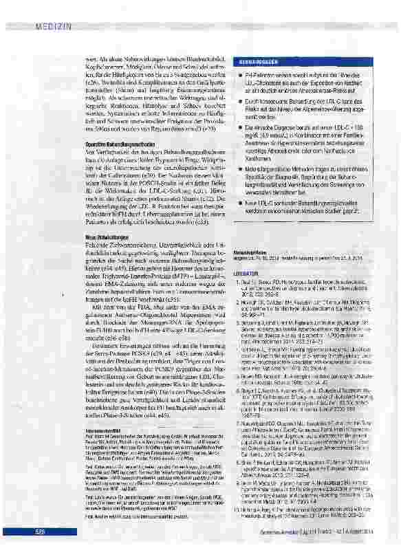 Vorschauseite 6: Familiäre Hypercholesterinämie: Entwicklungen in Diagnostik und Behandlung