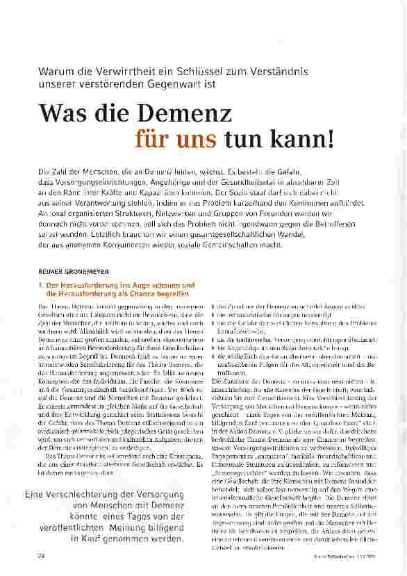 Vorschauseite 1: Was die Demenz für uns tun kann!