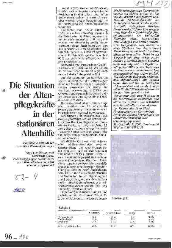 Vorschauseite 1: Die Situation der Altenpflegekräfte in der stationären Altenhilfe Empirische Befunde für zukünftige Personalplanungen