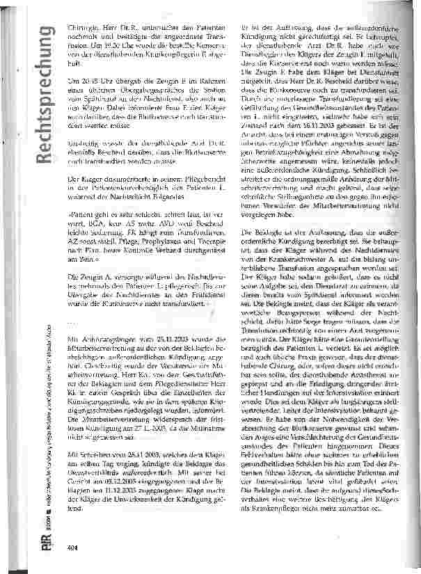 Vorschauseite 2: Außerordentliche Kündigung wegen Nicht-benachrichtigung des diensthabenden Arztes