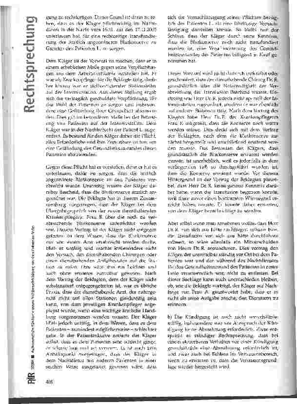 Vorschauseite 4: Außerordentliche Kündigung wegen Nicht-benachrichtigung des diensthabenden Arztes