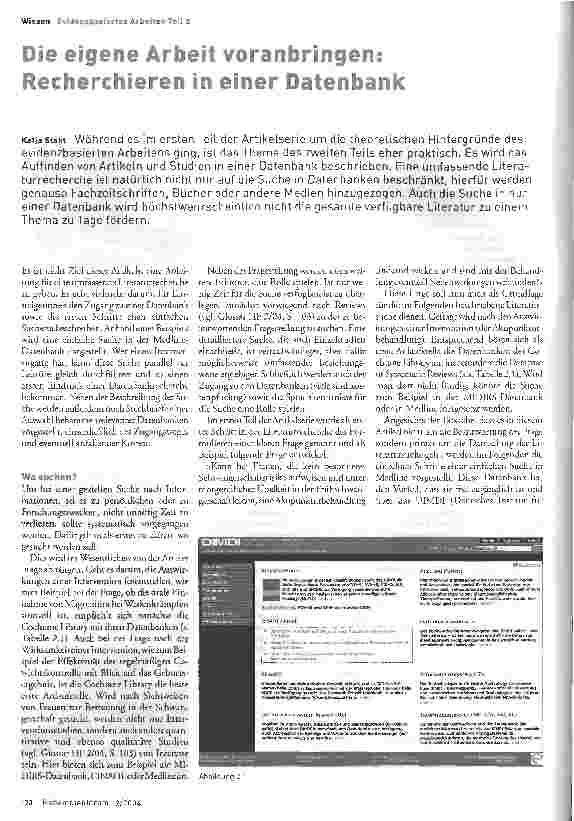Vorschauseite 1: Die eigene Arbeit voranbringen:Recherchieren in einer Datenbank
