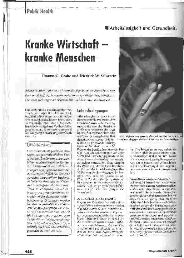 Vorschauseite 1: Kranke Wirtschaft - kranke MenschenArbeitslosigkeit und Gesundheit