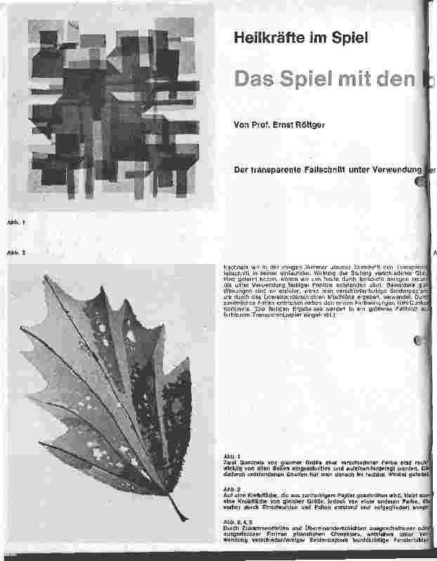 Vorschauseite 1: Heilkräfte im Spiel Das Spiel mit den bildnerischen Mitteln Der transparente Faltschnitt unter Verwendung farbiger Transparente