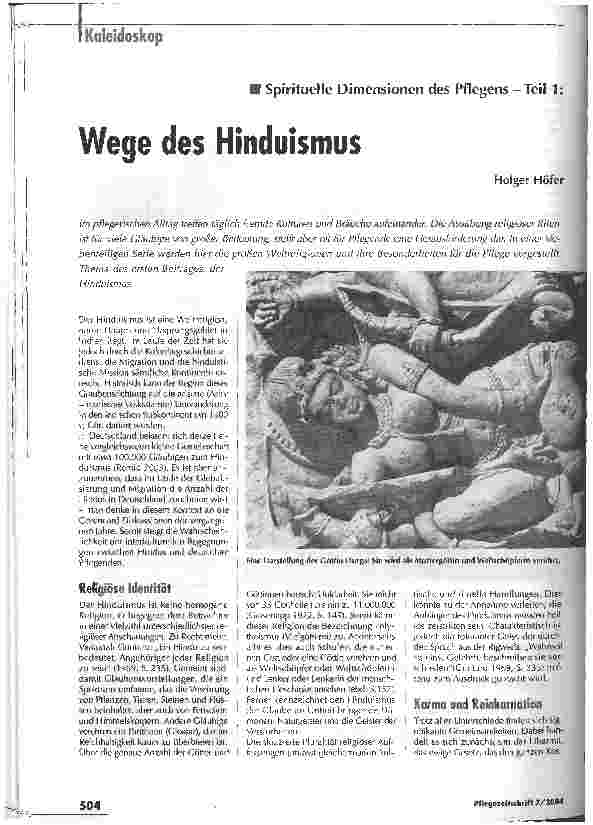 Vorschauseite 1: Wege des HinduismusSpirituelle Dimensionen des Pflegens -Teil 1