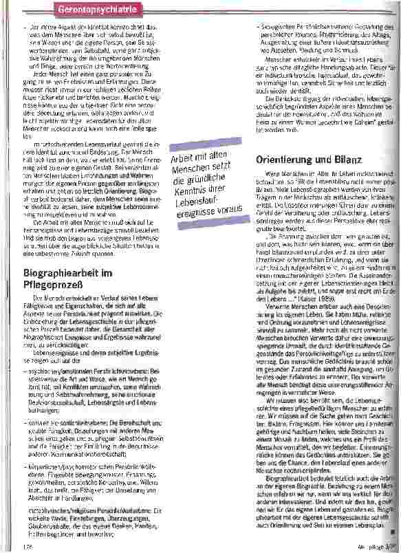 Vorschauseite 4: Was der alte Mensch heute ist, ist er geworden Biographiearbeit und ihre Umsetzung im pflegerischen Prozeß