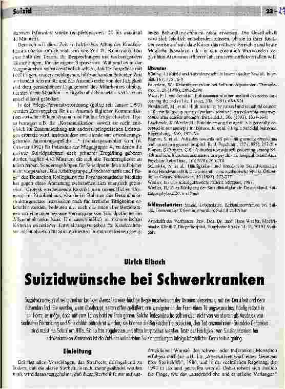 Vorschauseite 1: Suizidwünsche bei Schwerkranken