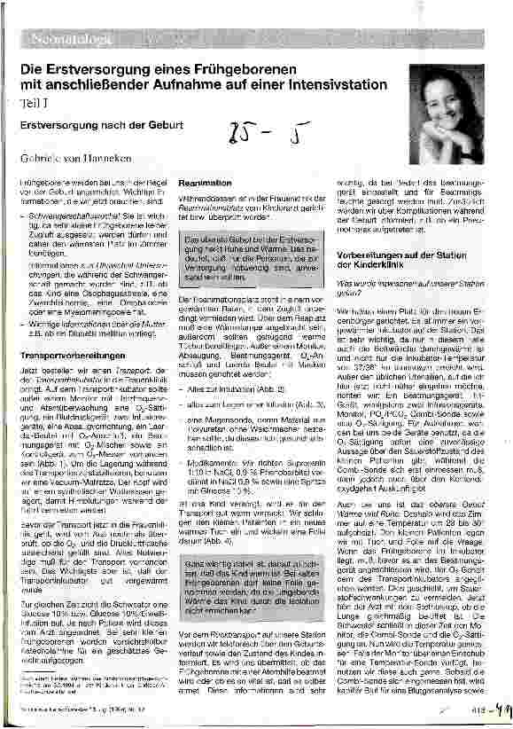 Vorschauseite 1: Die Erstversorgung eines Frühgeborenen mit anschließender Aufnahme auf einer Intensivstation Erstversorgung nach der Geburt Teil 1