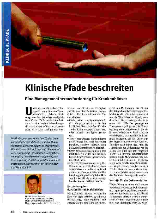 Vorschauseite 1: Klinische Pfade beschreiten