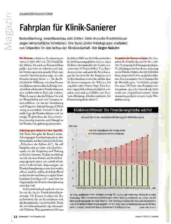 Vorschauseite 1: Fahrplan für Klinik-Sanierer