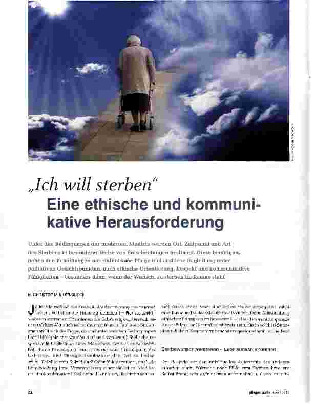 Vorschauseite 1: „Ich will sterben Eine ethische und kommuni kative Herausforderung