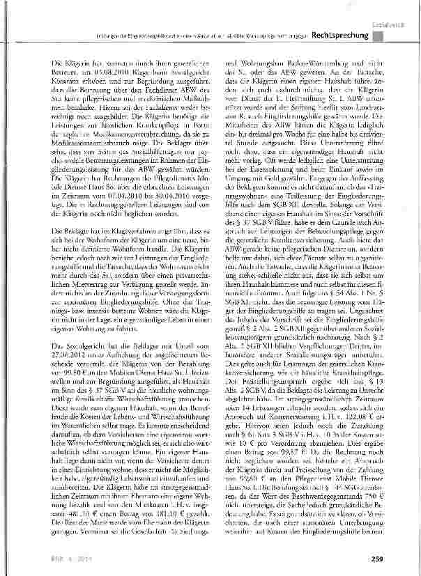 Vorschauseite 3: Leistungen der Eingliederungshilfe stehen einem Anspruch auf häusliche Krankenpflege nicht entgegen SGB V § 37; SGB XII § 53, § 54; SCB IX § 55