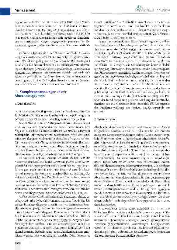 Vorschauseite 6: Komplexbehandlungen und Strukturprüfungen durch die Krankenkassen und den AADK