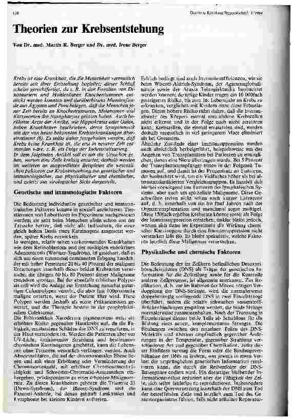 Vorschauseite 1: Theorien zur Krebsentstehung