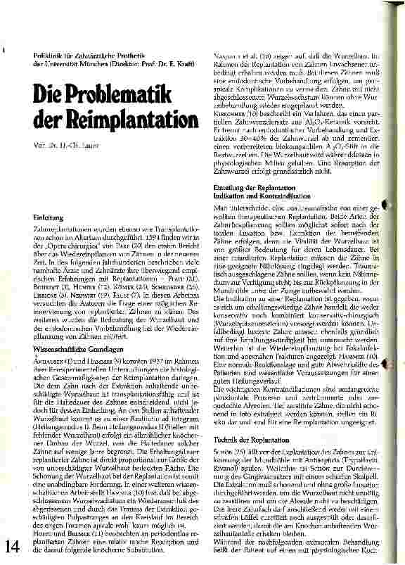 Vorschauseite 1: Die Problematik der Reimplantation