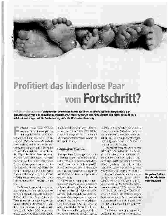 Vorschauseite 1: Profitiert das kinderlose Paar vom Fortschritt?