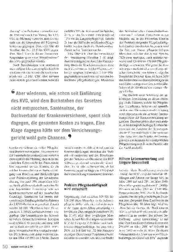 Vorschauseite 2: Die Finanzierung der LangzeitpflegeDas KVG als Mogelpackung