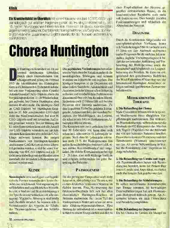 Vorschauseite 1: Chorea Huntington Ein Krankheitsbild im Überblick