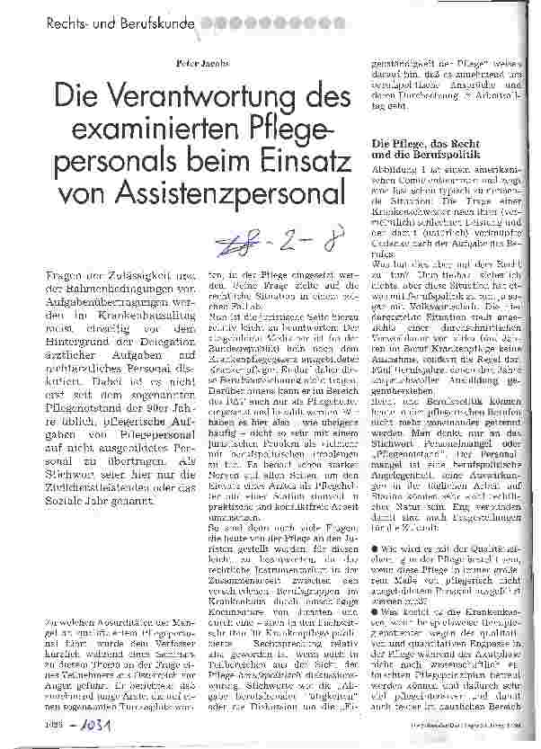 Vorschauseite 1: Die Verantwortung des examinierten Pflegepersonals beim Einsatz von Assistenzpersonal