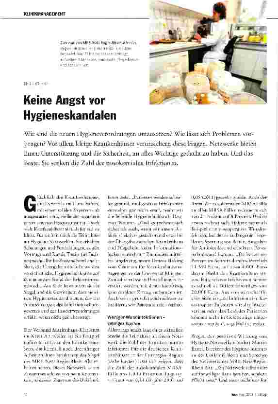 Vorschauseite 1: Keine Angst vor Hygieneskandalen