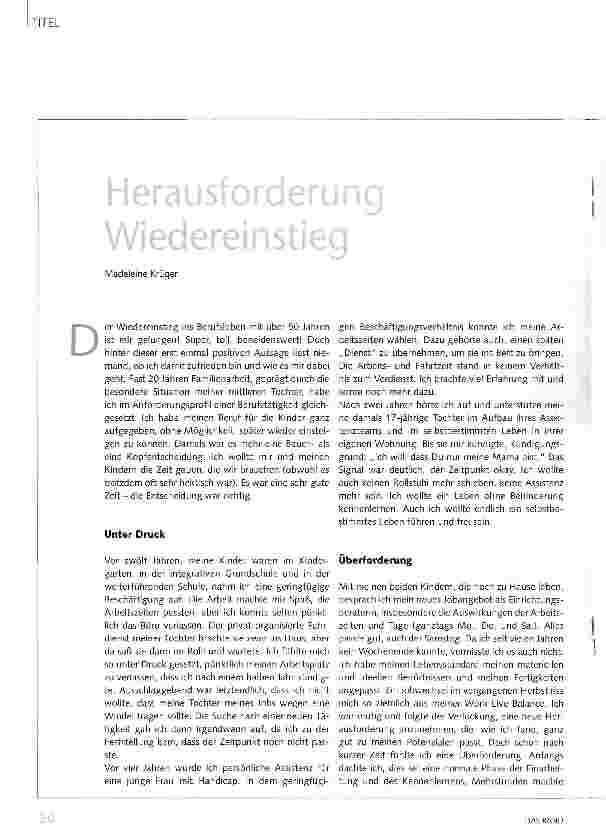 Vorschauseite 1: Herausforderung Wiedereinstig