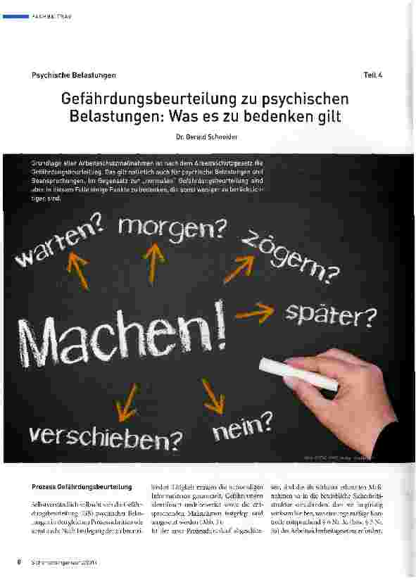 Vorschauseite 1: Gefährdungsbeurteilung zu psychischen Belastungen: Was es zu bedenken gilt