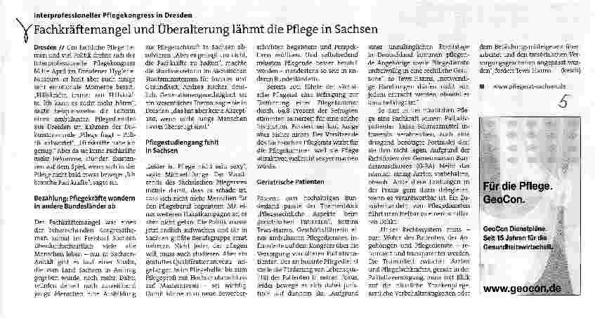 Vorschauseite 1: Fachkräftemangel und Überalterung lähmt die Pflege in Sachsen