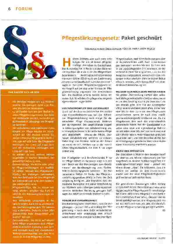Vorschauseite 1: Pflegestärkungsgesetz: Paket geschnürt
