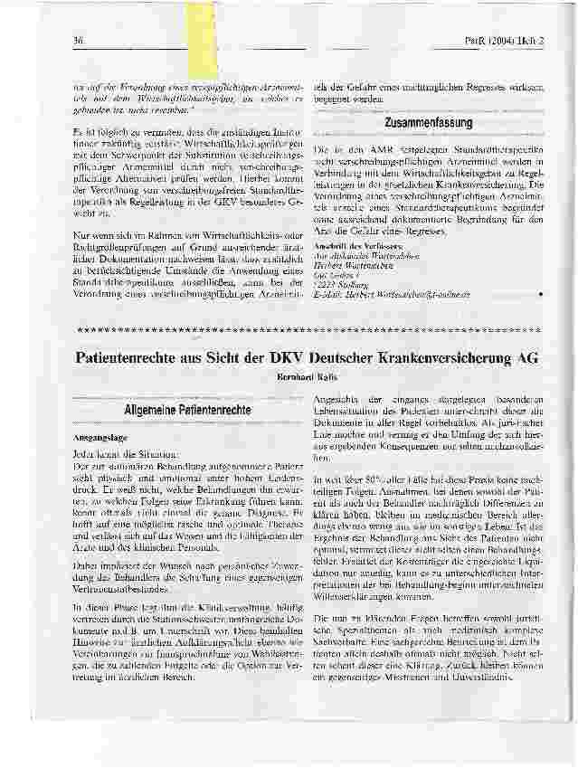 Vorschauseite 1: Patientenrechte aus Sicht der DKV Deutscher Krankenversicherung AG