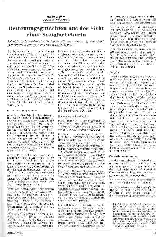 Vorschauseite 1: Betreuungsgutachten aus der Sicht einer Sozialarbeiterin