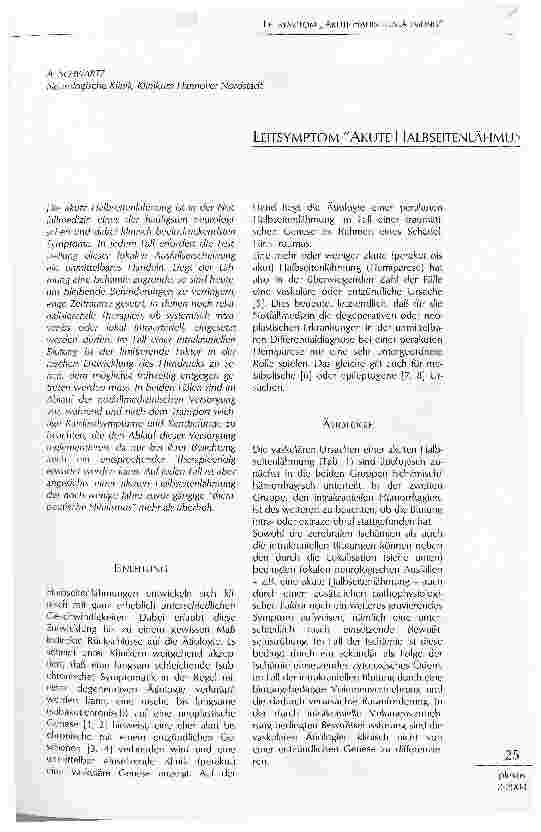 Vorschauseite 1: LEITSYMPTOM AKUTE HALBSEITENLÄHMUNG