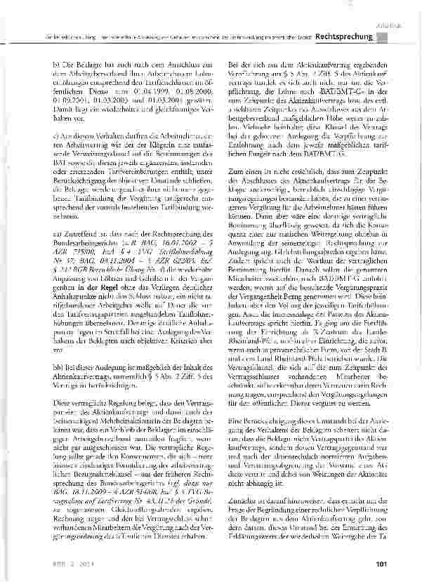 Vorschauseite 4: Zur betrieblichen Übung - hier: wiederholte Anpassung von Gehältern entsprechend der Tarifentwicklung im öffentlichen Dienst
