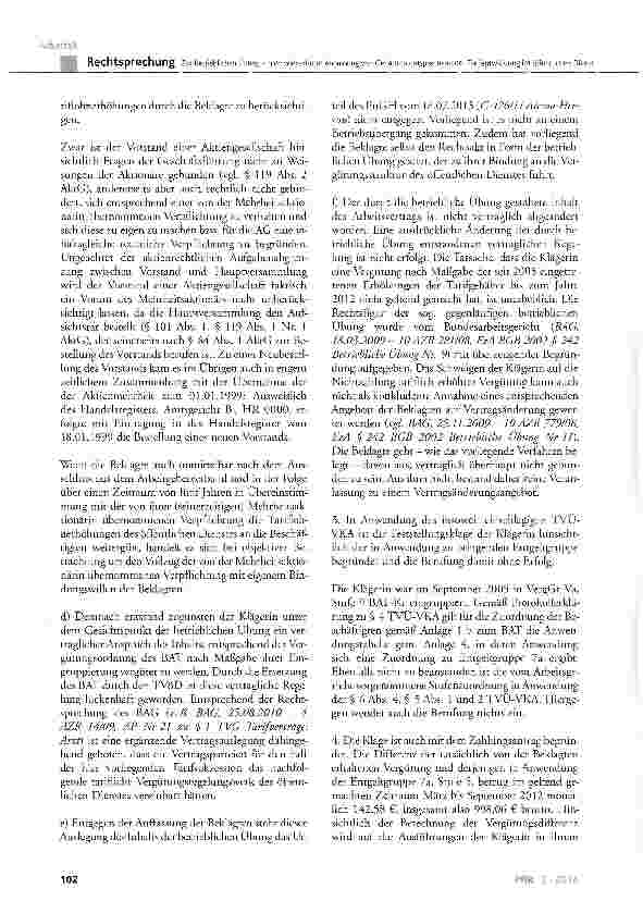 Vorschauseite 5: Zur betrieblichen Übung - hier: wiederholte Anpassung von Gehältern entsprechend der Tarifentwicklung im öffentlichen Dienst