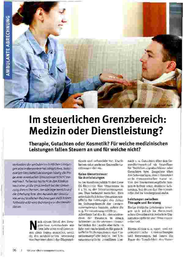 Vorschauseite 1: Im steuerlichen Grenzbereich: Medizin oder Dienstleistung?