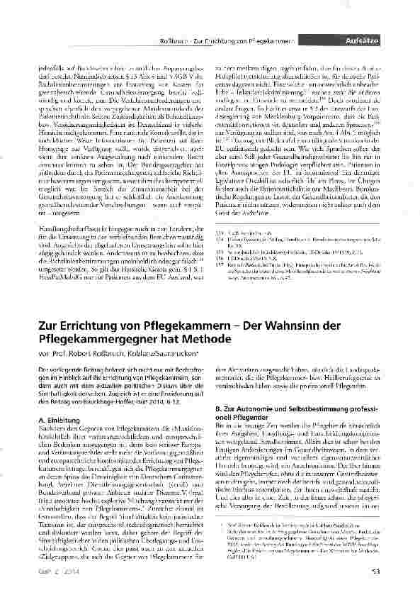 Vorschauseite 1: Zur Errichtung von Pflegekammern - Der Wahnsinn der Pflegekammergegner hat Methode