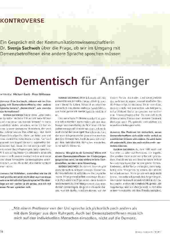 Vorschauseite 1: Dementisch für Anfänger