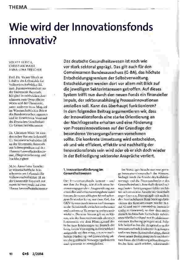 Vorschauseite 1: Wie wird der Innovationsfonds innovativ?