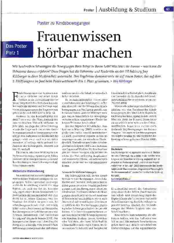 Vorschauseite 1: Poster zu Kindsbewegungen Frauenwissen hörbar machen