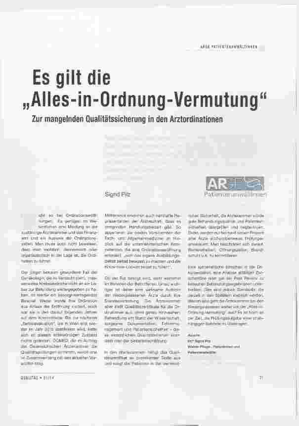 Vorschauseite 1: Es gilt die „Alles-in-Ordnung-Vermutung“
